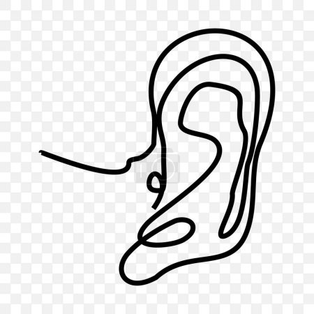 Illustration for The ear is a hearing aid in humans, Hand drawing single one line - Royalty Free Image