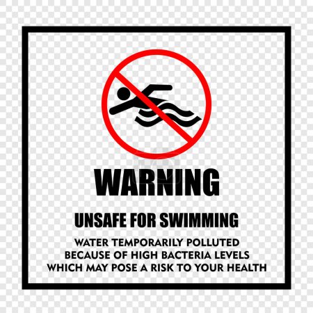 Advertencia, inseguro para la natación, vector de pegatina