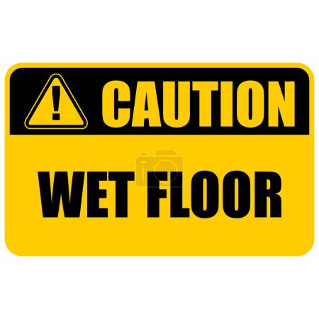 Caution, wet floor, sticker label vector