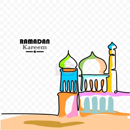  Moschee, Ramadan Kareem Thema minimal eine durchgehende Linie