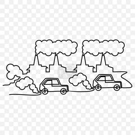 Ilustración de Detener la contaminación del aire, vector de dibujo de una línea - Imagen libre de derechos
