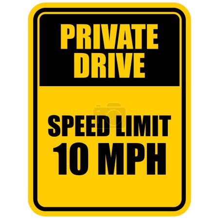Unidad privada, límite de velocidad 10 mph, vector de etiqueta engomada
