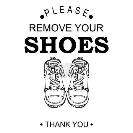 Por favor, quítese los zapatos, gracias, vector de póster