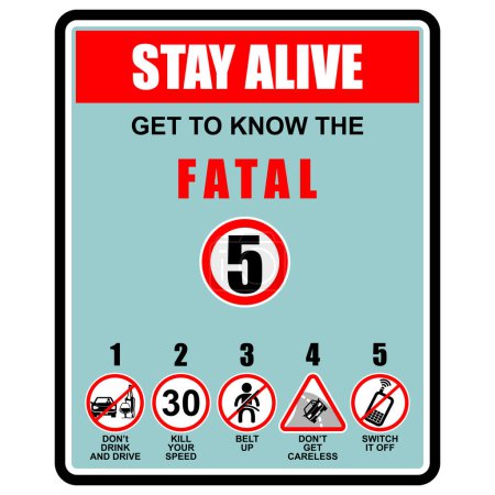Téléchargez les illustrations : Rester en vie, apprendre à connaître le Fatal 5, signe vecteur - en licence libre de droit