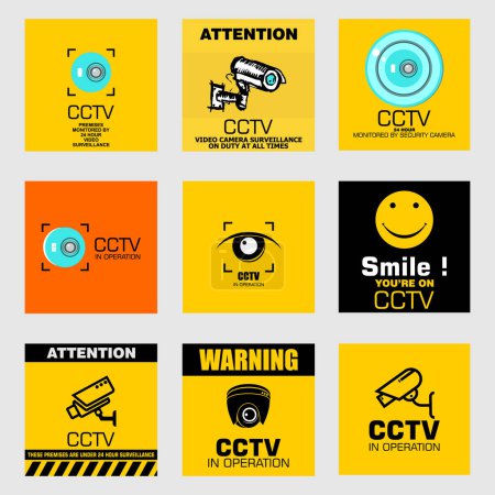 set of CCTV sign for your design