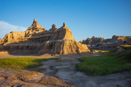 Photo for A view of a sunset along the Door Trail at Badlands National Park in South Dakota. - Royalty Free Image