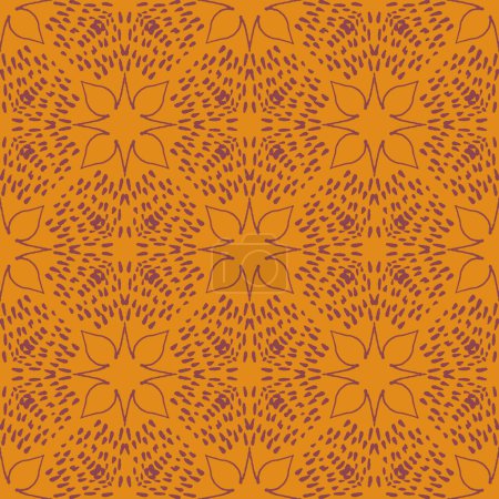 Illustration for A boho style simple tiling seamless vector pattern in warm color. Srface print design for fabrics, stationery, scrapbook paper, gift wrap, textiles, backgronds, home decor, and packaging. - Royalty Free Image