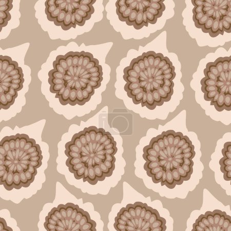 Illustration for A snail fossils exhibit display seamless vector pattern. Surface print design for fabrics, stationery, scrapbook paper, gift wrap, textiles, and packaging. - Royalty Free Image