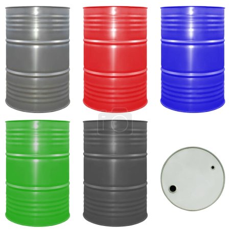 barril metálico para productos petrolíferos, sobre fondo blanco aislado