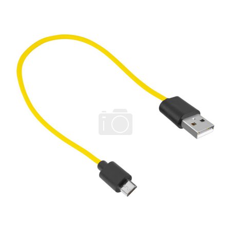 Téléchargez les photos : Cable with USB and micro USB connector, on white background - en image libre de droit