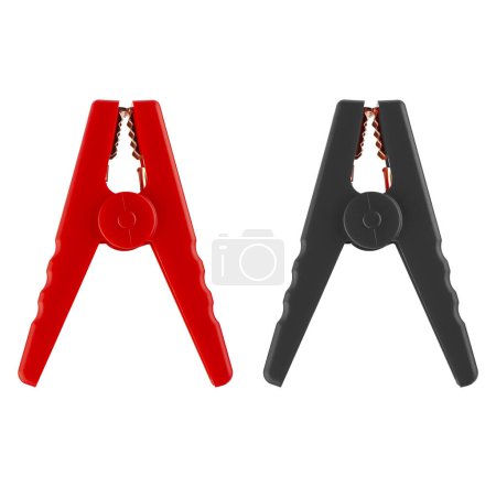 Photo for Clamps for electrical terminals white background in insulation - Royalty Free Image