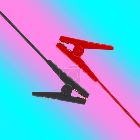 Photo for Clamps for electrical terminals colored background - Royalty Free Image