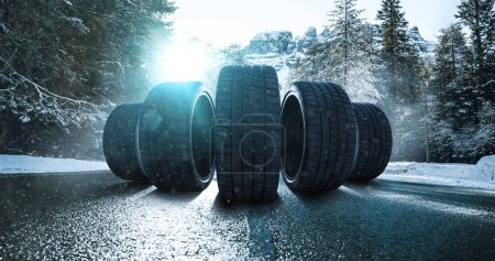 Photo for Car tires on the road - Royalty Free Image