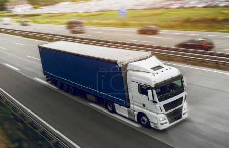 Photo for 3d rendering of a truck on a highway - Royalty Free Image