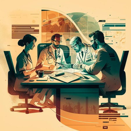 Photo for Illustration of a medical team collaborating on a treatment plan for a patient. - Royalty Free Image