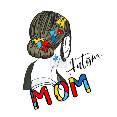 Téléchargez les illustrations : Autisme maman. Je suis une mère autiste. L'autisme ne vient pas avec un manuel, il est livré avec une mère qui n'abandonne jamais les T-shirts, autocollant design. - en licence libre de droit