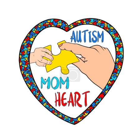 Illustration for Autism mom. I'm an autism mom. Autism doesn't come with a manual it comes with a mom who never gives up T-shirts, design sticker. - Royalty Free Image