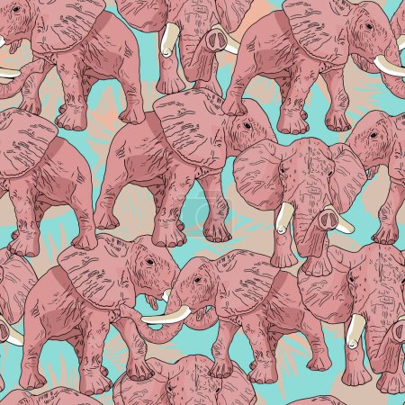 Royal elephants seamless illustration. Elephant realistic pattern illustration. Print for wrapping paper. textiles, preparation for designers