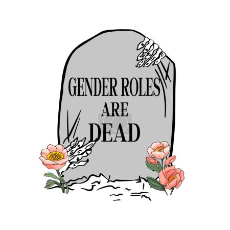 Los roles de género están muertosIlustración vectorial de una tumba con la inscripción Los roles de género están muertos. Para imprimir en impresiones, espacios en blanco de diseño, camisetas, papel de envolver. fondo de pantalla