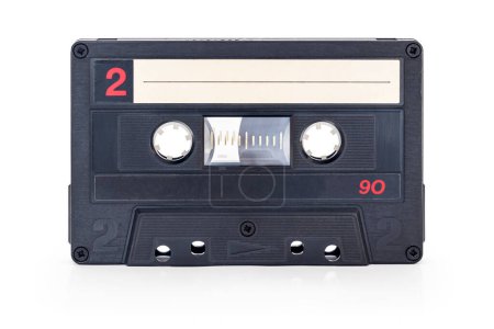 Foto de Audio cassette tape - one old vintage compact audio cassette isolated on white background, with clipping path - Imagen libre de derechos