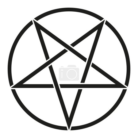 Ilustración de Pentagram in circle - vector illustration of simple five-pointed star in circle, isolated on white background - Imagen libre de derechos