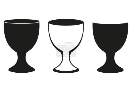Téléchargez les illustrations : Chalice, set of black and white vector illustration of a cup, isolated on white background - en licence libre de droit