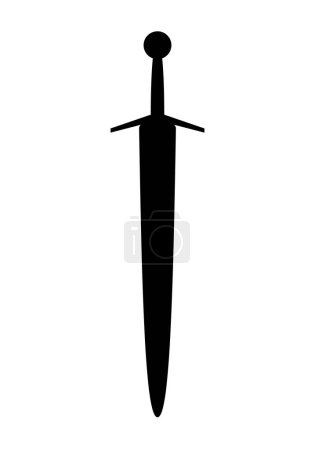 Illustration for Sword silhouette - vector illustration of medieval sword isolated on a white background - Royalty Free Image