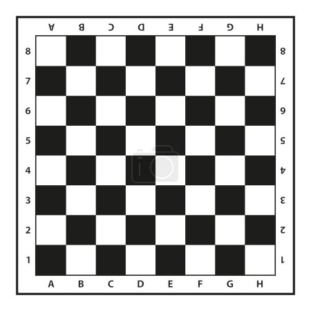 Ilustración de Tablero de ajedrez, ilustración vectorial en blanco y negro aislada sobre fondo blanco - Imagen libre de derechos