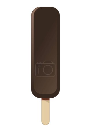 Téléchargez les illustrations : Glace glacée avec enrobage chocolat sur un bâton, illustration vectorielle couleur isolée sur fond blanc - en licence libre de droit