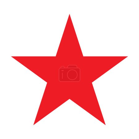 red star shape symbol, vector illustration of simple five-pointed star isolated on white background