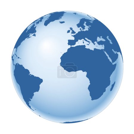 Téléchargez les illustrations : Globe terrestre - carte du monde avec des continents sur la planète Terre, illustration vectorielle sur fond blanc - en licence libre de droit