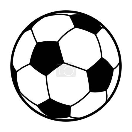 Fußball - schwarz-weißer Vektor Silhouette Symbol Darstellung des Fußballs, isoliert auf weißem Hintergrund