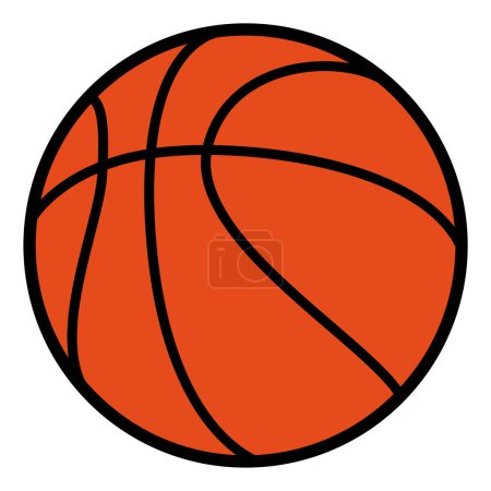 Téléchargez les illustrations : Ballon de basket - illustration vectorielle couleur, isolé sur fond blanc - en licence libre de droit