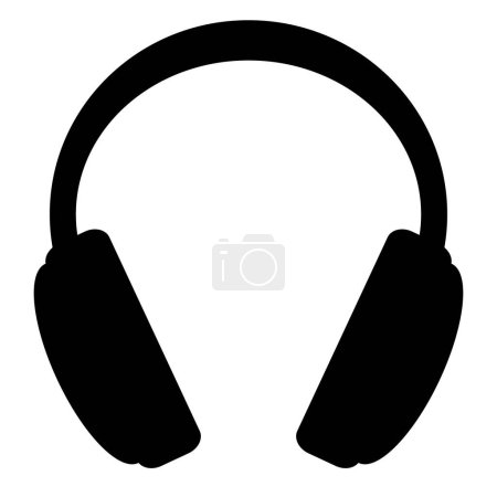 Casques - silhouette symbole simple noir et blanc d'écouteurs circumauraux, illustration vectorielle isolée sur fond blanc