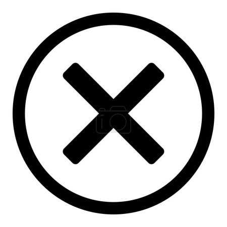 Foto de Cerrar botón - x en círculo, símbolo de icono de cruz en blanco y negro, ilustración vectorial aislada sobre un fondo blanco - Imagen libre de derechos