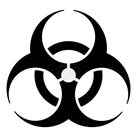 Signo de advertencia de peligro biológico, símbolo de peligro biológico blanco y negro, vector aislado sobre fondo blanco