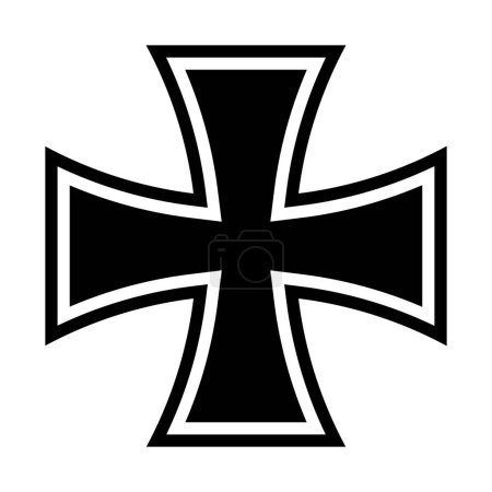 Téléchargez les illustrations : Croix de fer, illustration vectorielle en noir et blanc, isolée sur fond blanc - en licence libre de droit