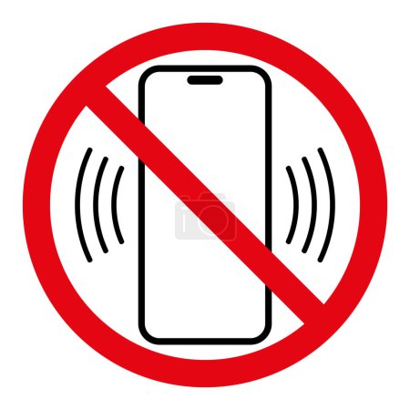 Illustration for No mobile phone prohibitory sign, vector red crossed out circle symbol with telephone illustration - Royalty Free Image