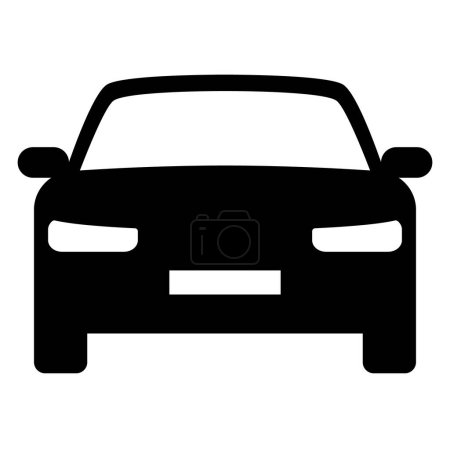 Auto - schwarz-weiße Vektorsilhouette Darstellung der Frontansicht Automobil-Kraftfahrzeug, isoliert auf weißem Hintergrund
