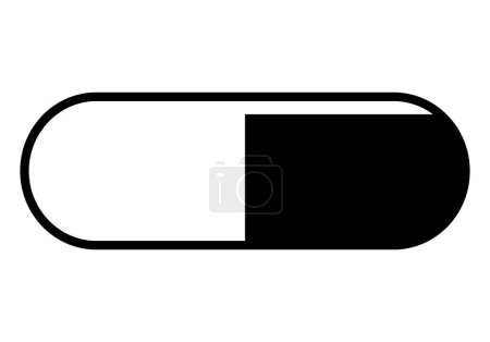 icône du symbole de la capsule illustration en noir et blanc d'un signe de pilule, isolé sur fond blanc