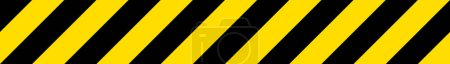 Foto de Barricada cinta de advertencia de precaución rayas cinta con rayas diagonales negras y amarillas, vector repetible ilustración sin costuras - Imagen libre de derechos