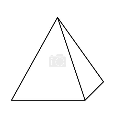 Ilustración de Forma de pirámide cuadrada, ilustración vectorial en blanco y negro de la pirámide base poligonal regular aislada sobre fondo blanco - Imagen libre de derechos