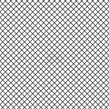 Illustration for Grid pattern, diagonal squares, black and white crossing slanted lines - vector seamless repeatable texture background - Royalty Free Image