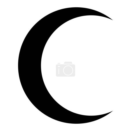 símbolo de forma de luna creciente, silueta en blanco y negro vector ilustración de fase lunar simple aislado sobre fondo blanco