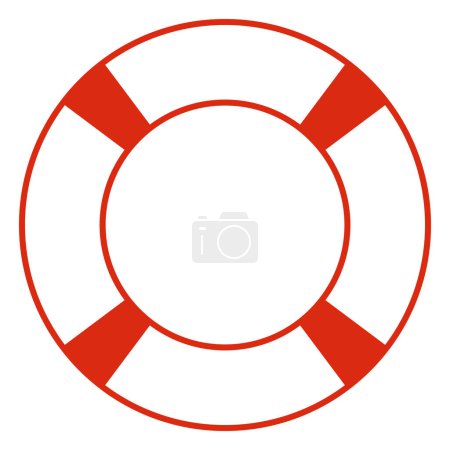 Lifebuoy illustration, color vector symbol shape of life belt ring buoy, white background