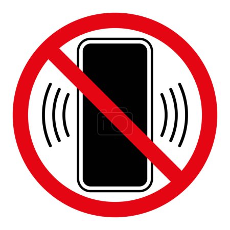 pas de panneau d'interdiction de téléphonie mobile, vecteur rouge barré symbole cercle avec illustration de téléphone