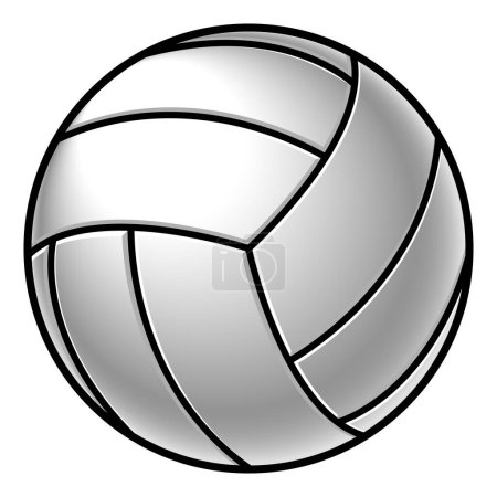 Pelota de voleibol - ilustración de símbolo de silueta vectorial en blanco y negro, aislado sobre fondo blanco