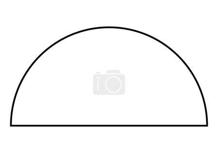 Lunette shape, black and white vector silhouette illustration of semicircle isolated on white background