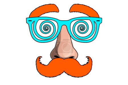 Téléchargez les photos : Avril Fool's Day. Carte de vacances avec lunettes et moustache close up. - en image libre de droit
