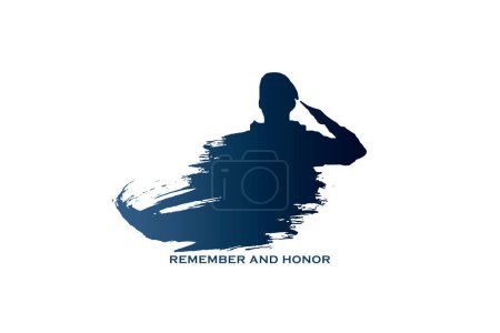 Photo for Memorial Day. Brush drawing, Soldier salutes close up. - Royalty Free Image